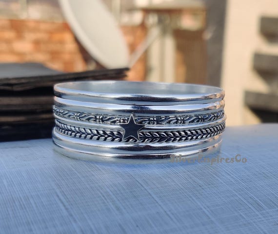 Elegant 5-piece Silver Bangle Set 925 Sterling Silver Crafted With