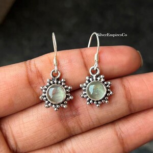 Prehnite Dangle Earring, 925 Sterling Silver, Natural Gemstone Earring, Handmade Jewelry For Her.
