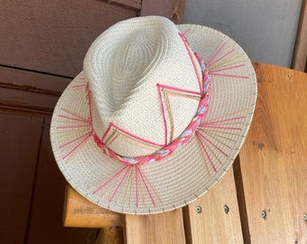 Embroidered Straw Summer Sun Beach Hat *CUSTOM*