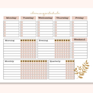 EDITABLE Cleaning Planner| Cleaning Checklist| Cleaning Schedule|Weekly House Chores| Adhd Clean Home| Monthly | Household Planner Printable