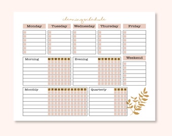 BEWERKBARE schoonmaakplanner| Schoonmaakchecklist| Schoonmaakschema|Wekelijkse huishoudelijke klusjes| ADHD Schoon Huis| Maandelijks | Huishoudelijke planner afdrukbaar