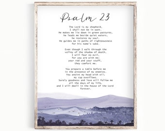 Arte de pared imprimible con versículo bíblico del Salmo 23: El Señor es mi pastor - P007