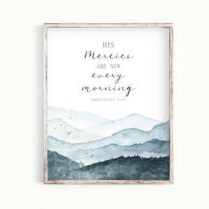 Lamentations 3:23 - His Mercies are New Every Morning - Printable Bible Verse Wall Art - Modern Christian Decor - Scripture Print P003