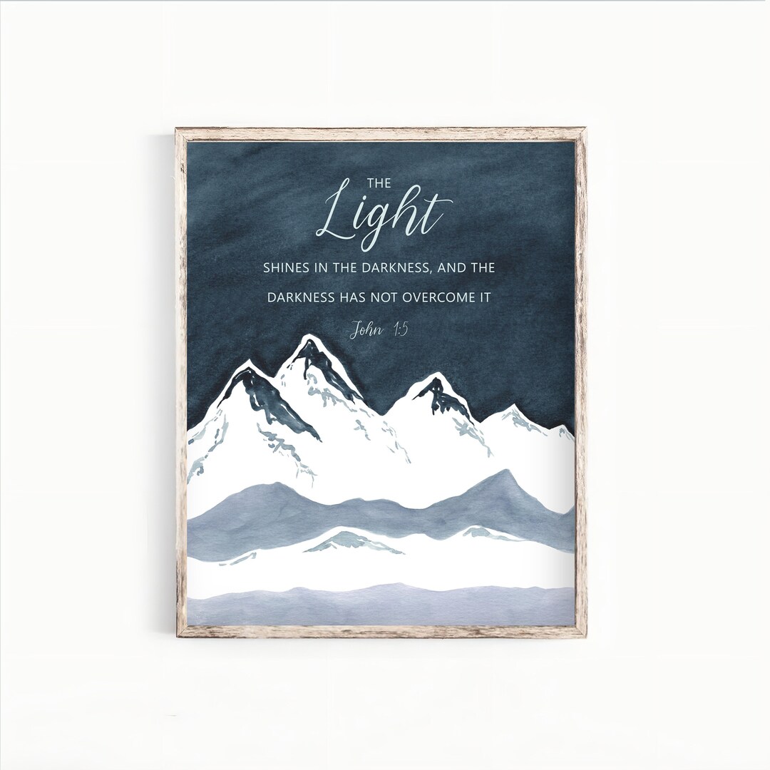 John 1:5 Bible Verse Wall Art, Printable Bible Verse - the Light Shines ...