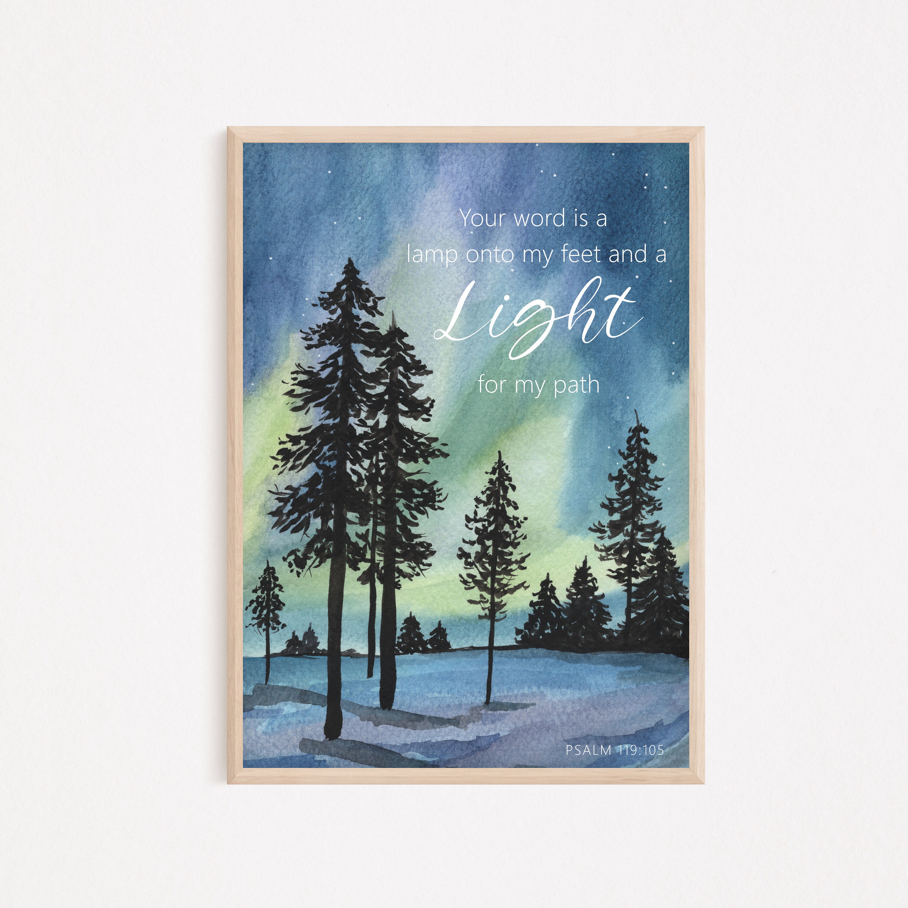 Psalm 119:105 Printable Bible Verse Wall Art Your Word is a Lamp Onto ...