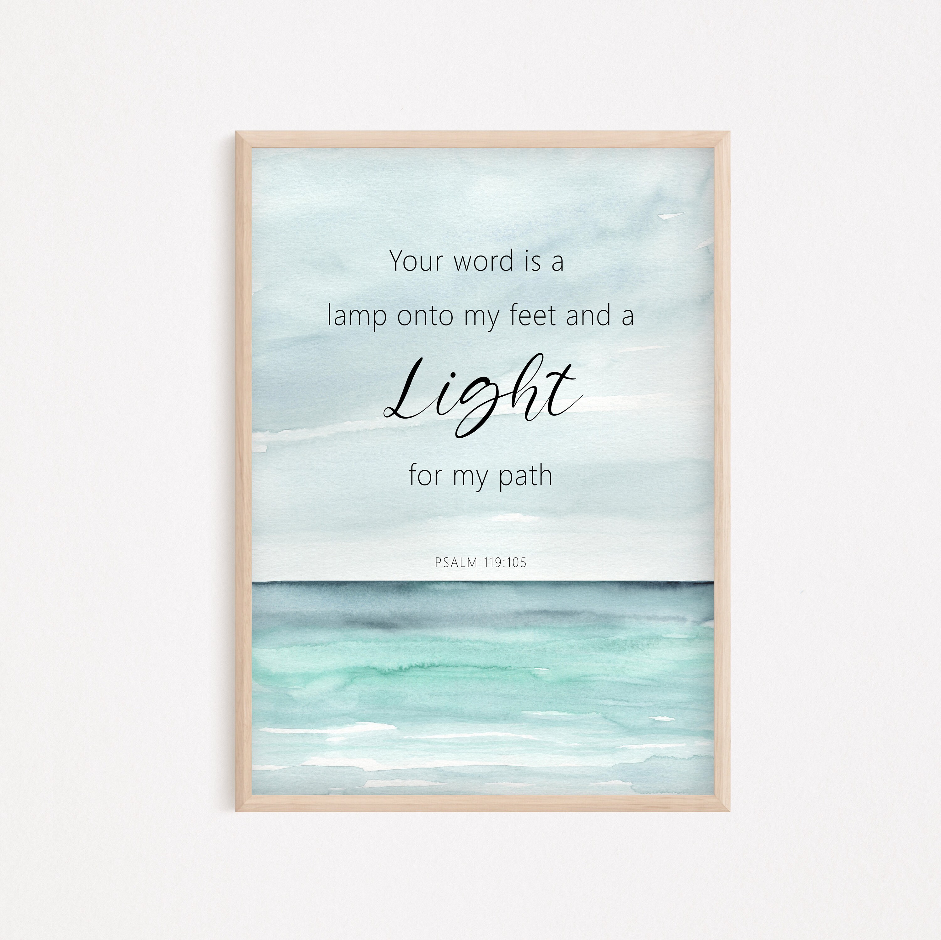 Psalm 119:105 Printable Bible Verse Wall Art - Your Word is a Lamp Onto ...