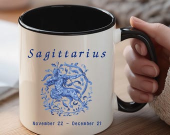 Sagittarius Zodiac Mug – Adventurous • Optimistic • Free-Spirited | Blue Sagittarius Astrology Gift| Birthday Present| Blue Ceramic Mug
