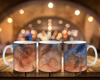 Autumn Constellation Trail Celestial Mug | Burnt Sienna & Gold Stars Coffee Cup | Cozy Dark Cottagecore Gift | Fall Astrology Mug for Her