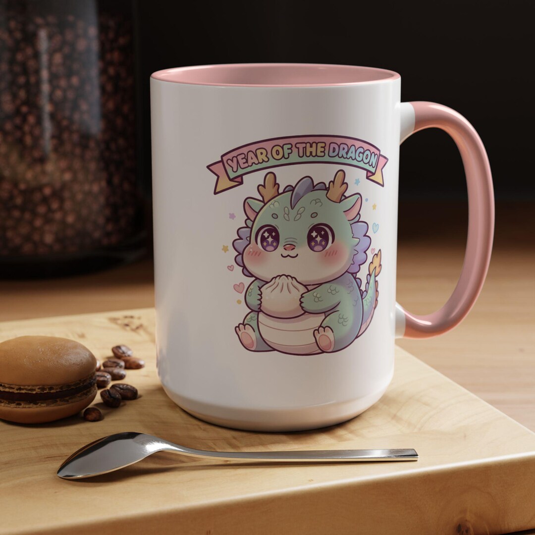 Year of the Dragon Cute Kawaii Mug, Adorable Chinese Zodiac Coffee Cup ...