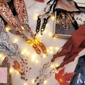 floral glasses lanyard/colourful scarf, acrylic chain/glasses & sunglasses chain/anti-loss eyeglasses strap/spectacle cord/eyewear accessory