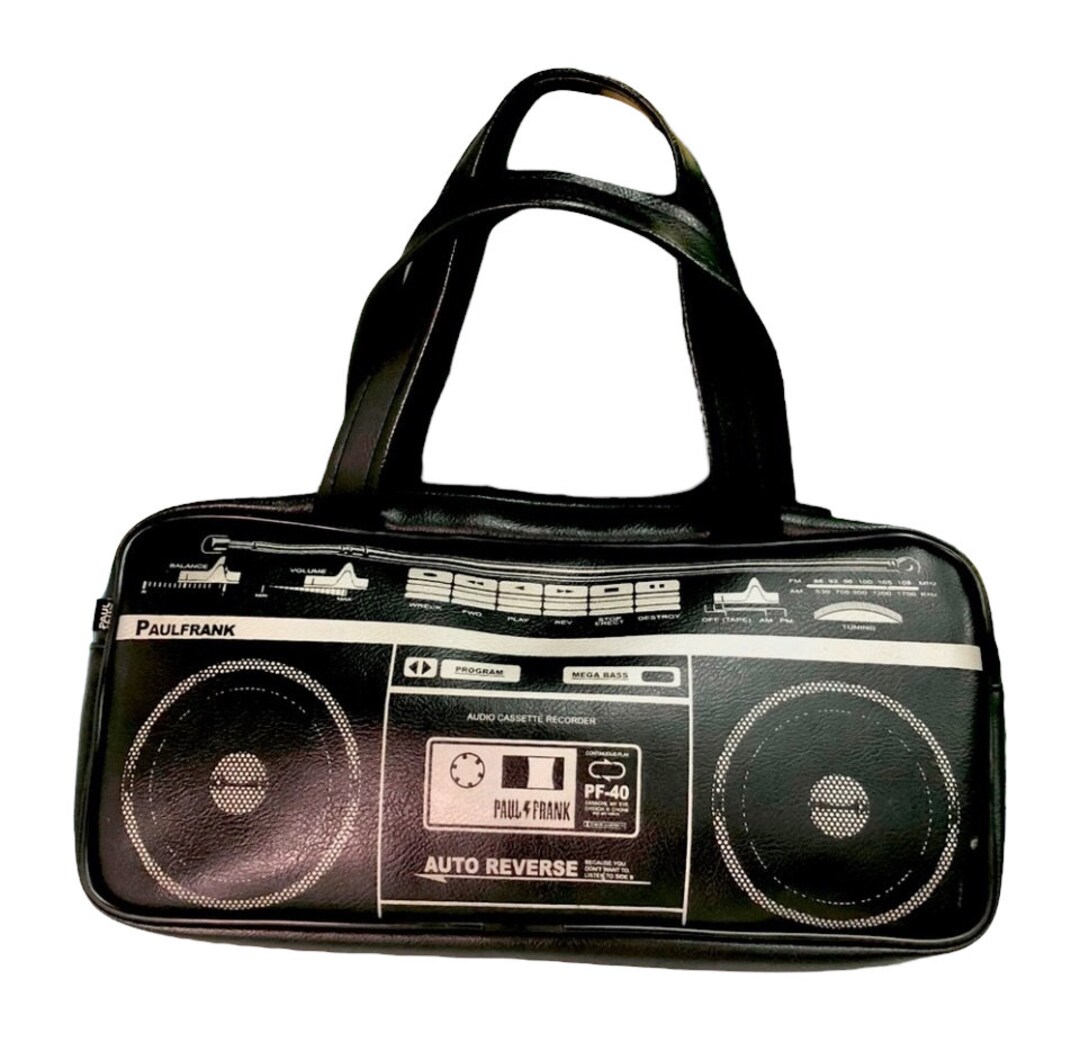 Paul Frank Boombox Purse Vintage RARE HTF Retro Top Handle Bag Naugahyde Vinyl Y2K 90s 2000s VTG
