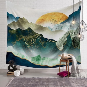 UNZYE Tapestry Trippy Door Tapestry Long Underwater Fishes and Coral  Tapestry Wall Hanger Nature Tapestry for Bedroom Aesthetic Blue Blanket  Fabric