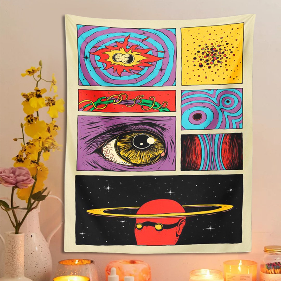 Starry Sky Psychedelic Tapestry Wall Hanging ,planet Space Cartoon ...