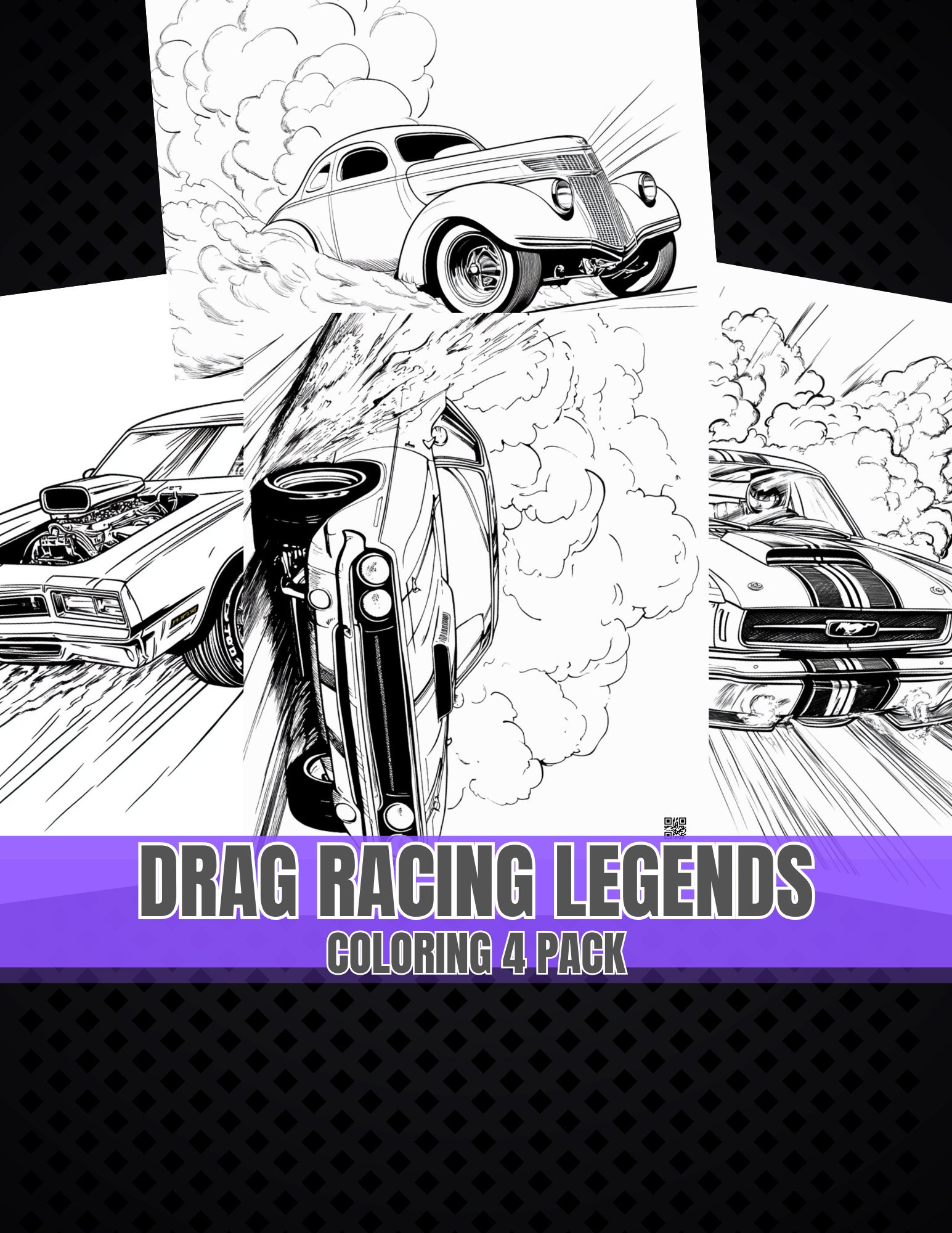 Drag Racing Printable Coloring Drag Racing Legends Coloring Pages 3-pack | Printable PDF | Muscle Cars ...