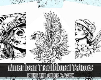 Cool American Traditional Tattoo Coloring Pages – Classic Ink Designs for Artistic Inspiration