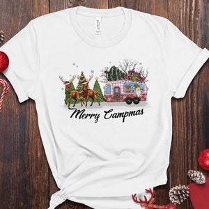 Merry Christmas Camper TShirt, Happy Camping RV Shirt, Family Camping Trip, Christmas Gift for Camper Caravan RV Life, Camper Gift