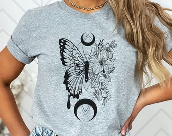Celestial Butterfly Graphic T-Shirt, Witchy Aesthetic