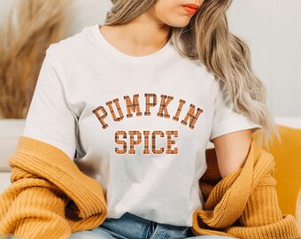 Pumpkin Spice Buffalo Plaid Fall T-Shirt