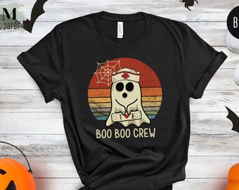 Boo Boo Crew Ghost Nurse T-shirt, Retro Halloween Shirt