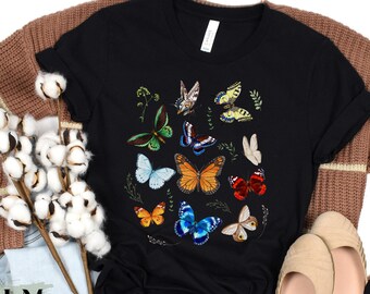 T-shirt monarchvlinder, T-shirt Botanical Species, Cottagecore-stijl