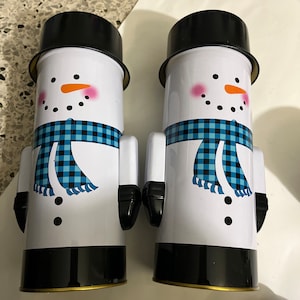 Cookies and Candies Container Set of 2 Tin “Frosty the Snowman” 10 inches tall Pre-owner Excellent conditions