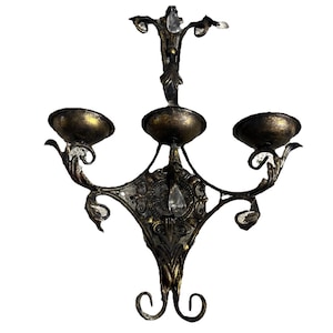 Candelabra Chandelier Wall Sconce 3 Candle with Crystal Drops Lightweight Metal 23” Large