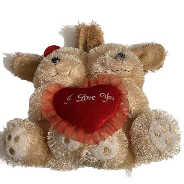 Set Of 2Goffa PlushTeddy Bear With I Love Red Plush Heart Stuffed Animal SoftToy