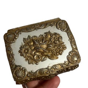 Vintage small metal jewelry box - made in Japan