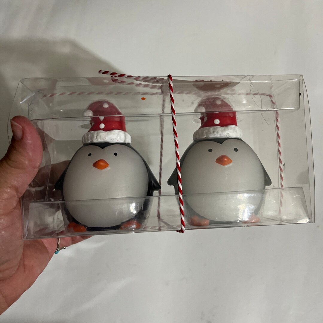 Jingles & Joy Seasonal Set of 2 Penguins Shape Christmas  Etsy
