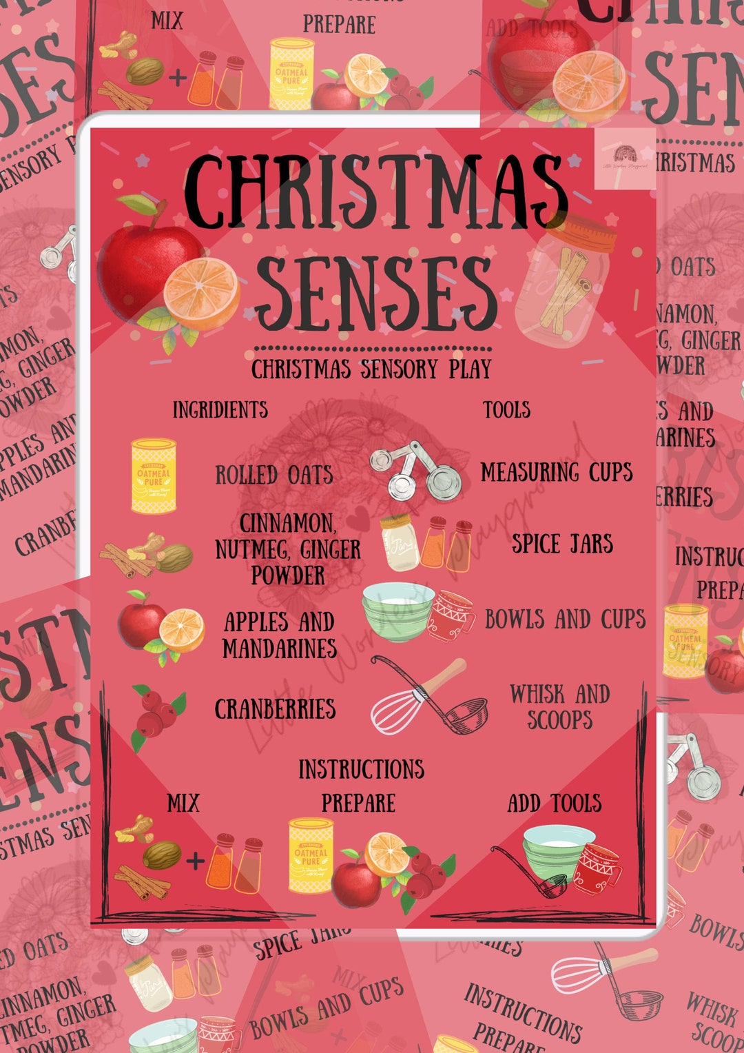 Christmas Sensory Tray Recipe Card/ Preschool Supplies/ - Etsy