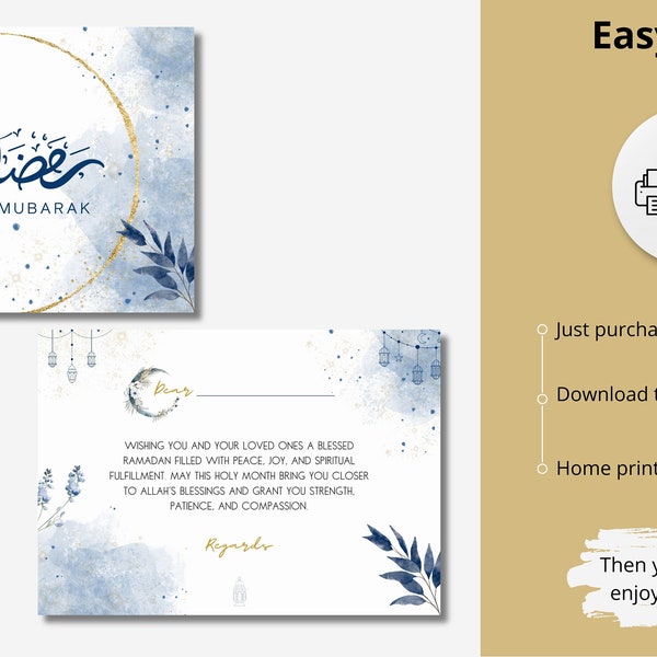 Islamic Ramadan Greeting Card - Printable Ramadan Wishes - Muslim Gift Idea - Ramadan Mubarak