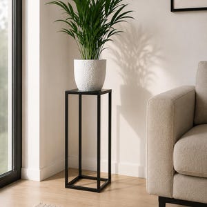 Supporto per piante nero, supporto per fiori, scaffali per piante, porta piante, porta piante, porta fiori alto, porta vasi, metallo, legno, interni