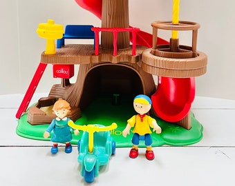 Rare Caillou Treehouse 2002 Irwin Toy Playset and Figures Bike READ Tree Fort