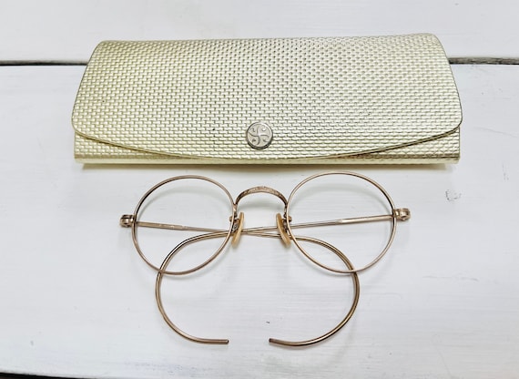 Antique Gold Plated Imperial Eyeglasses Frames Cable Temples