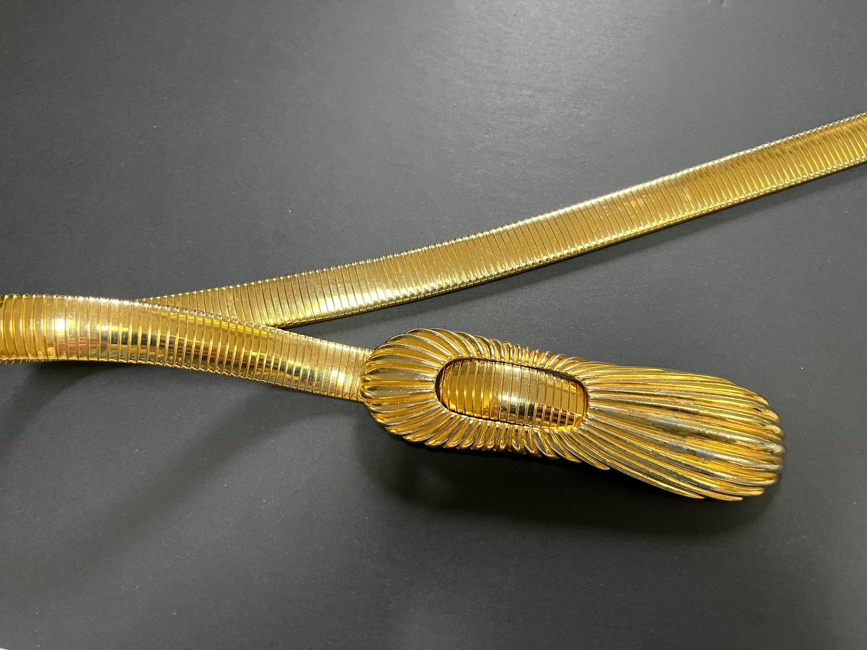 Vintage Hattie Carnegie Gold Tone Belt: Snake Buckle Stretch  display picture 2