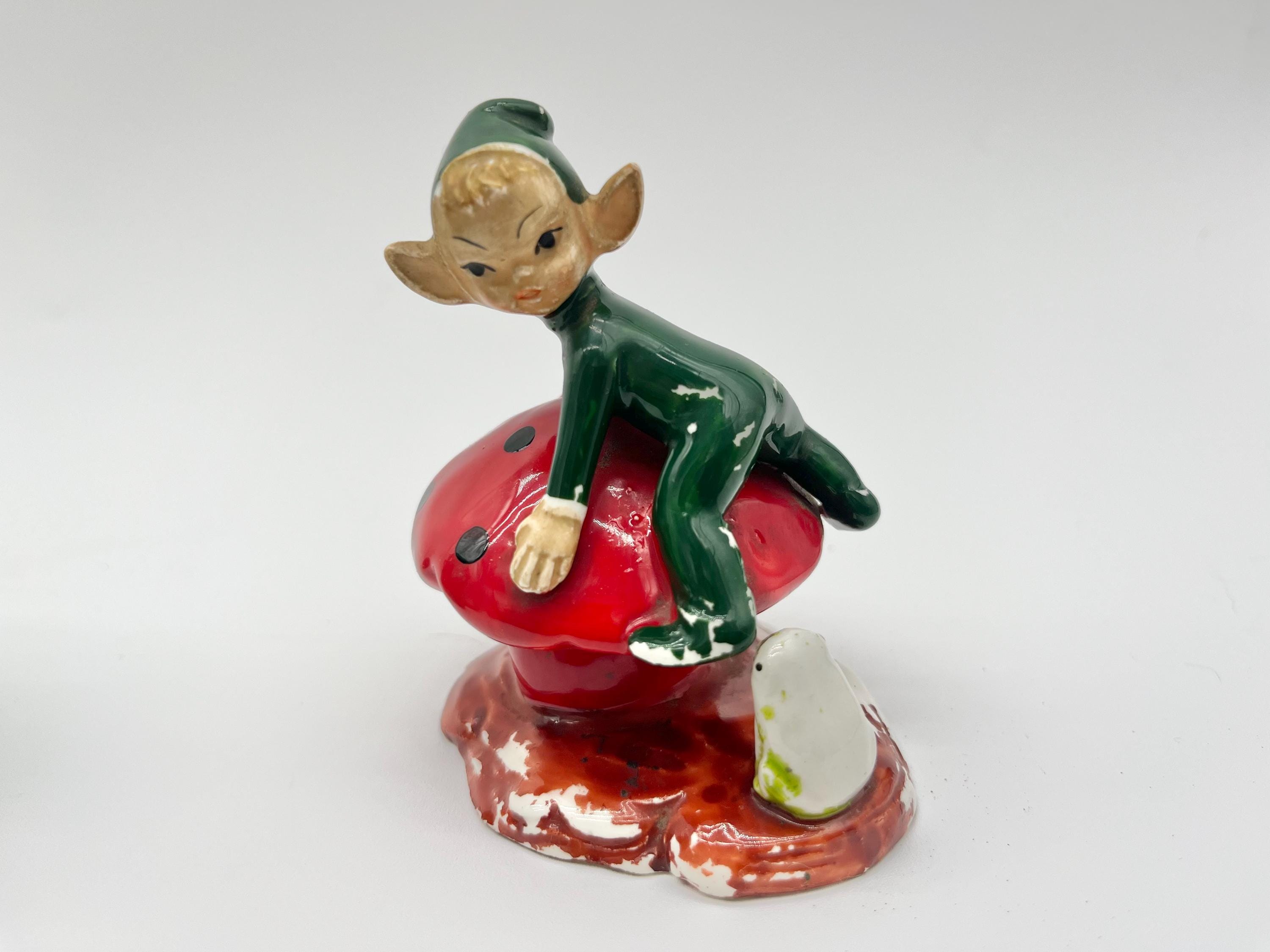 ヴィンテージ ピクシーエルフ フィギュア：陶器製妖精の庭セット