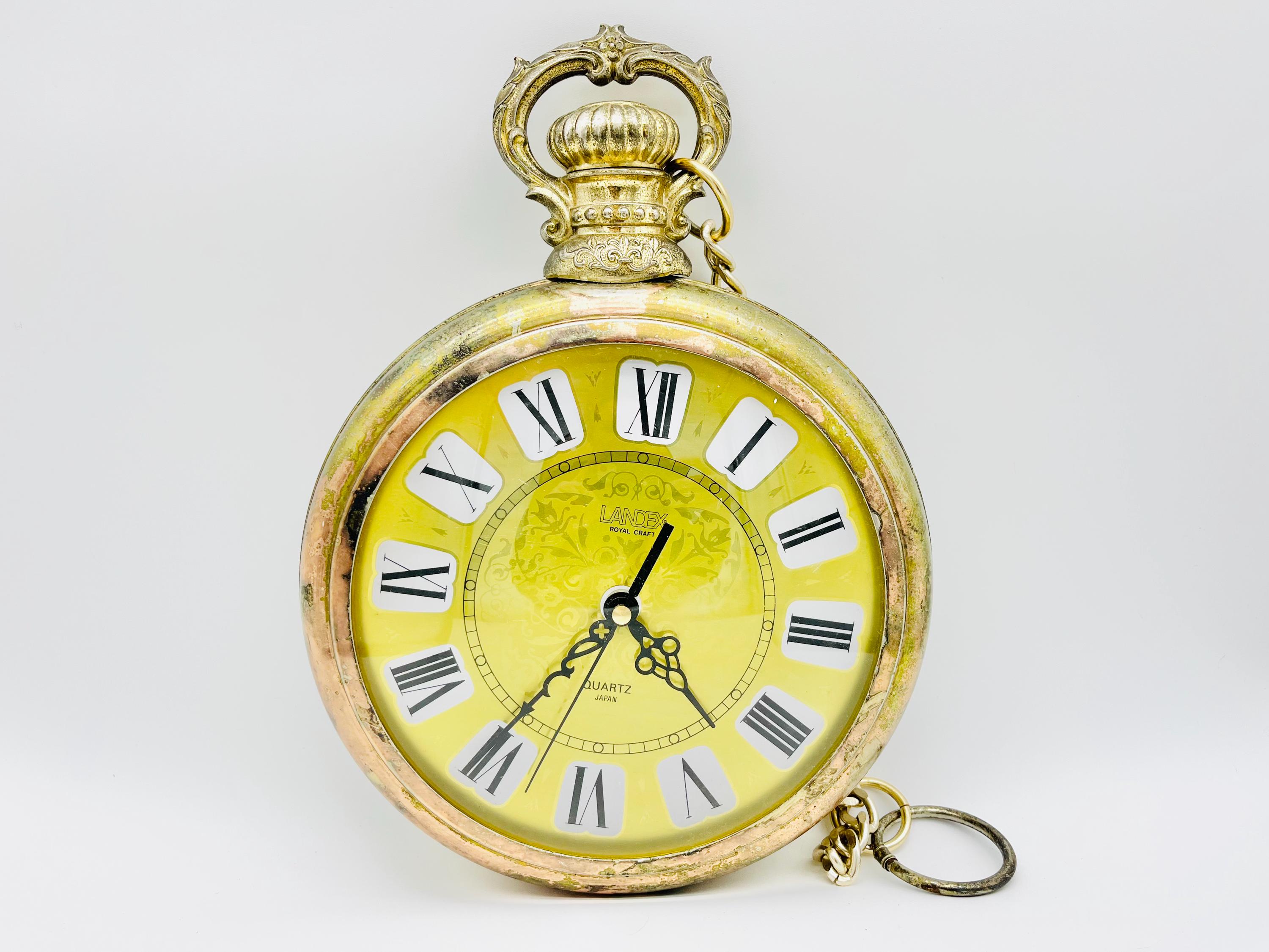 ヴィンテージ Landex 懐中時計スタイル 壁掛け時計 日本製 クォーツ