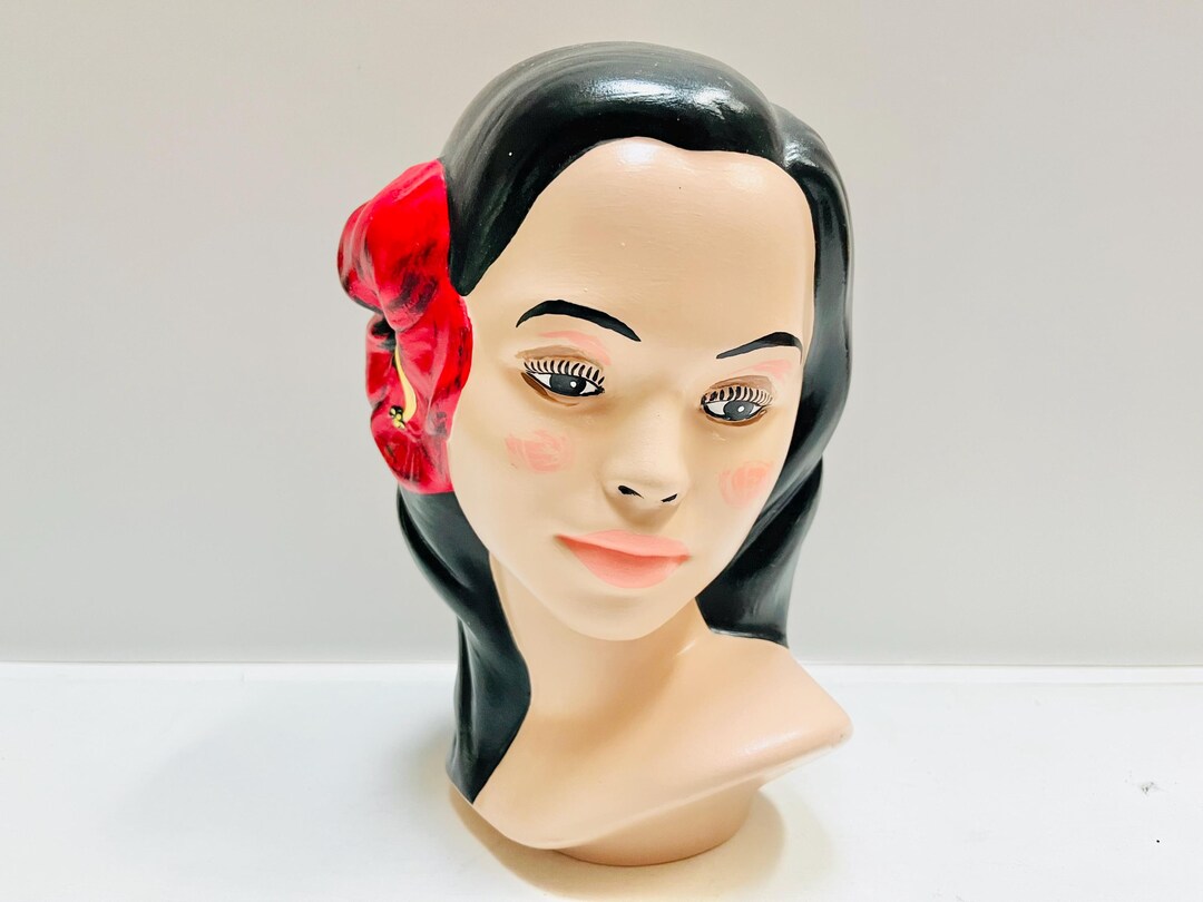 Vintage Chalkware Hula Girl Bust: Hand-painted Hibiscus Decor - Etsy