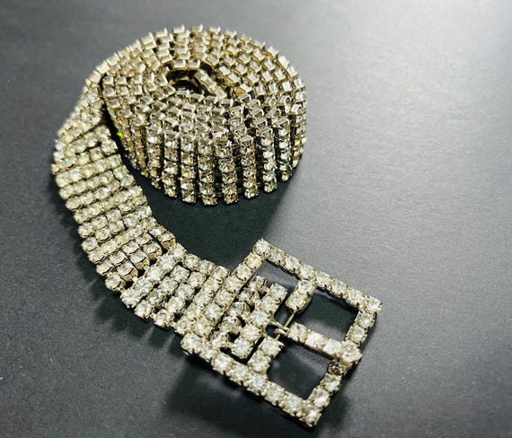 Vintage Women Diamante Belt Antique Rhinestone Belt-1920s Wired Paste Belt-1920s Wired  main image 2