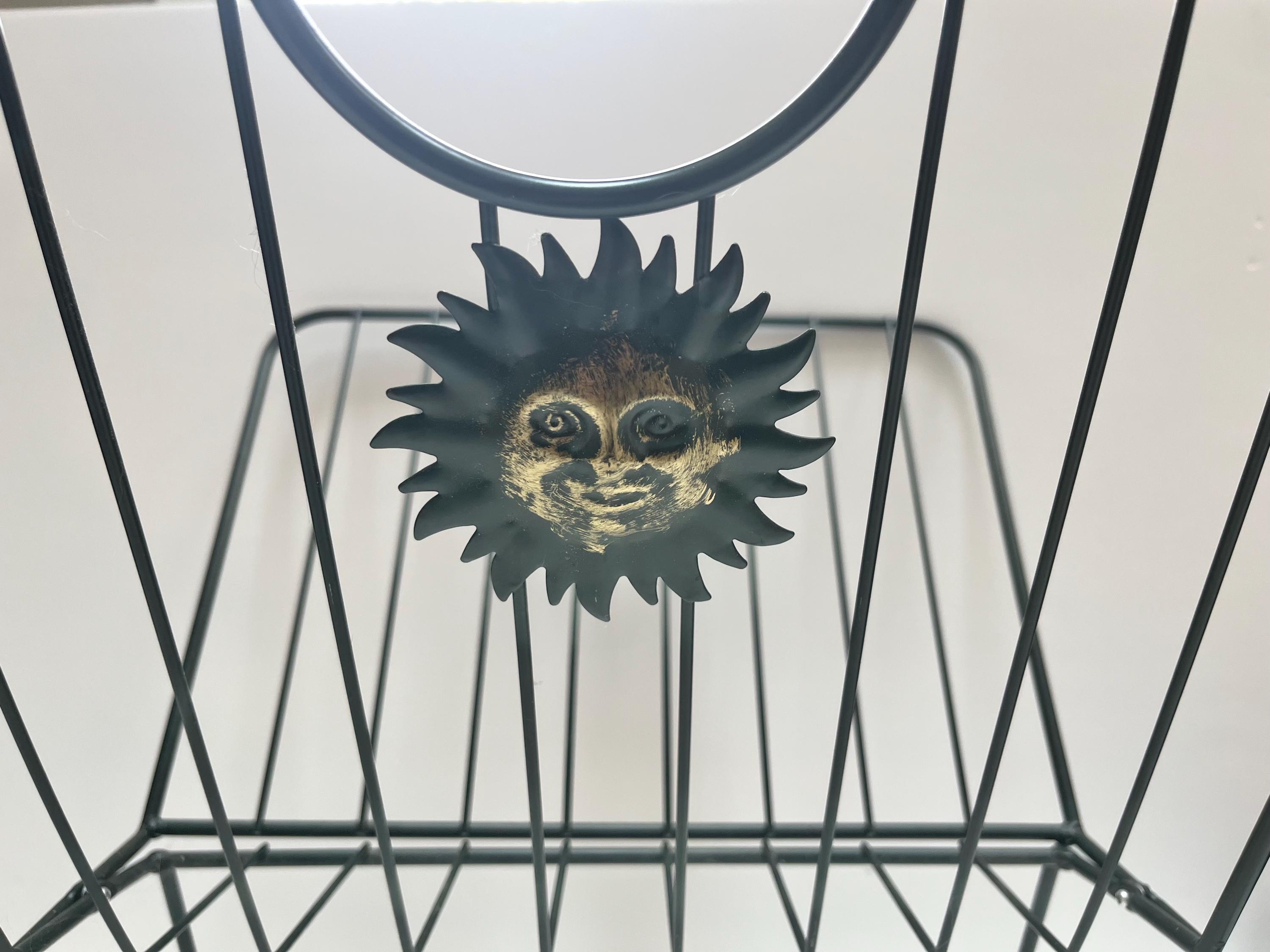 Vintage Celestial Sun Magazine Rack: Whimsigoth Metal Folding