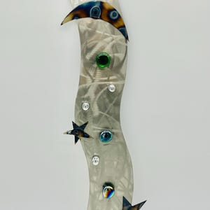 Metal Wall Art Deco Celestial Sculpture: Abstract Magnetic Hooks Modern Decor