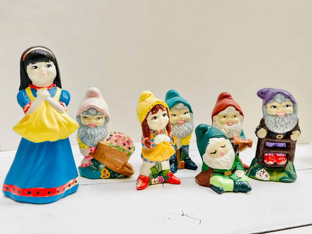 Vintage Ceramic Snow White and the Seven Dwarfs Gnome Set - Etsy
