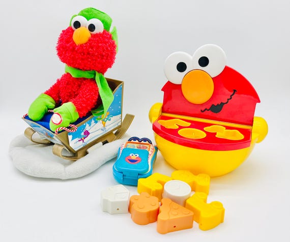 Vintage Sesame Street Elmo Toy Lot: Sled, Shape Sorter, Phone - Etsy