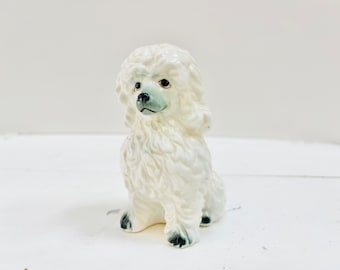 Vintage White Poodle Bone China Figurine - Small Dog Collectible