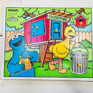 Vintage 1990 Sesame Street Puzzle: Cookie Monster Clubhouse - Playskool