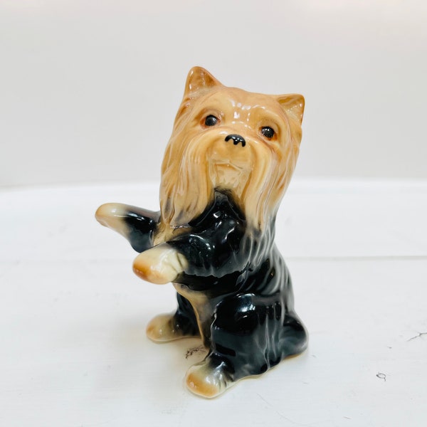 Vintage Yorkshire Silky Terrier Dog Figurine Standing Ceramic Small 3.25"