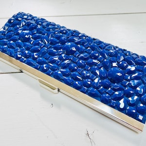 Vintage Banana Republic Beaded Clutch: Dark Blue Evening Bag