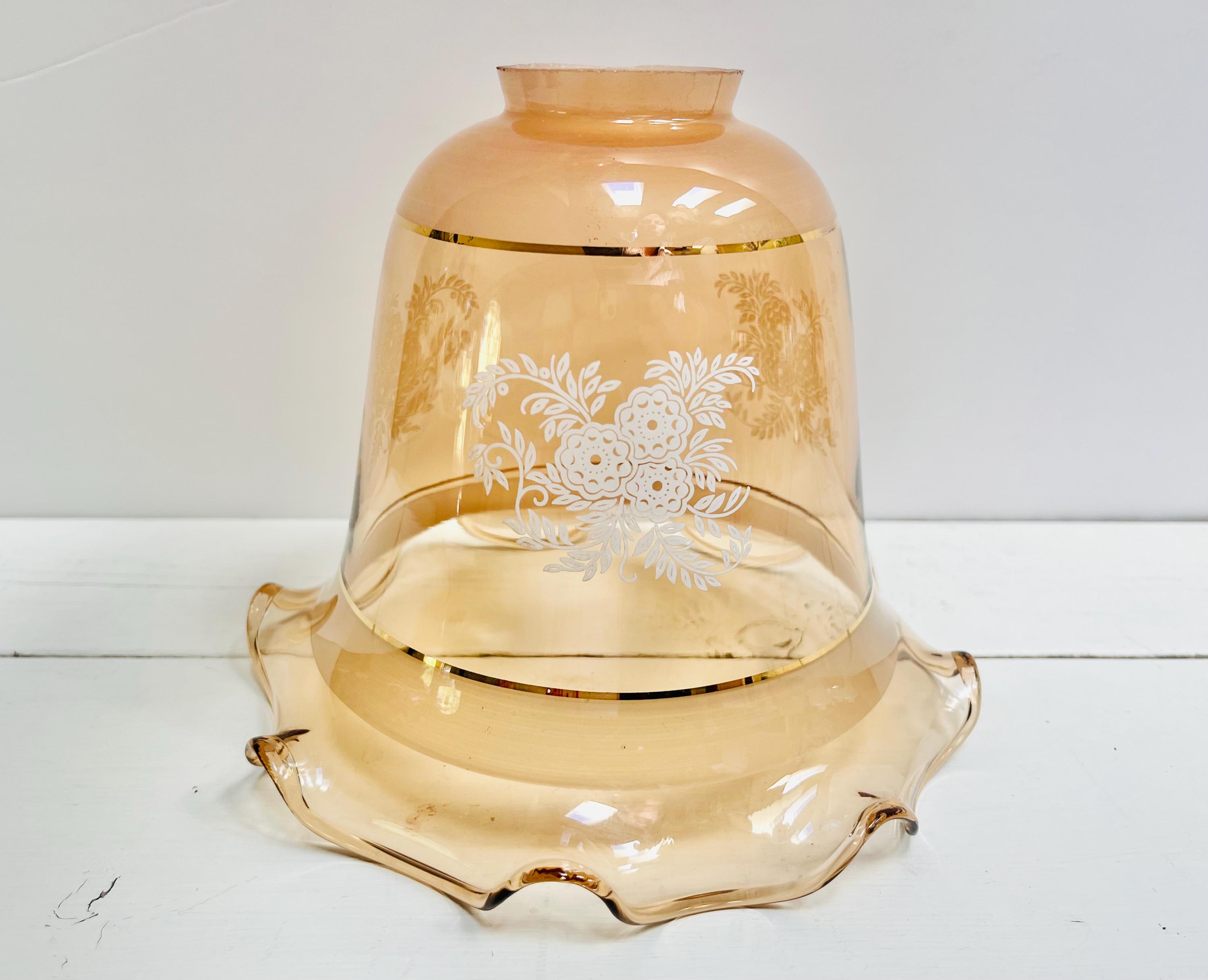 Vintage Amber Glass Light Shade: Ruffled Floral Embossed - Etsy