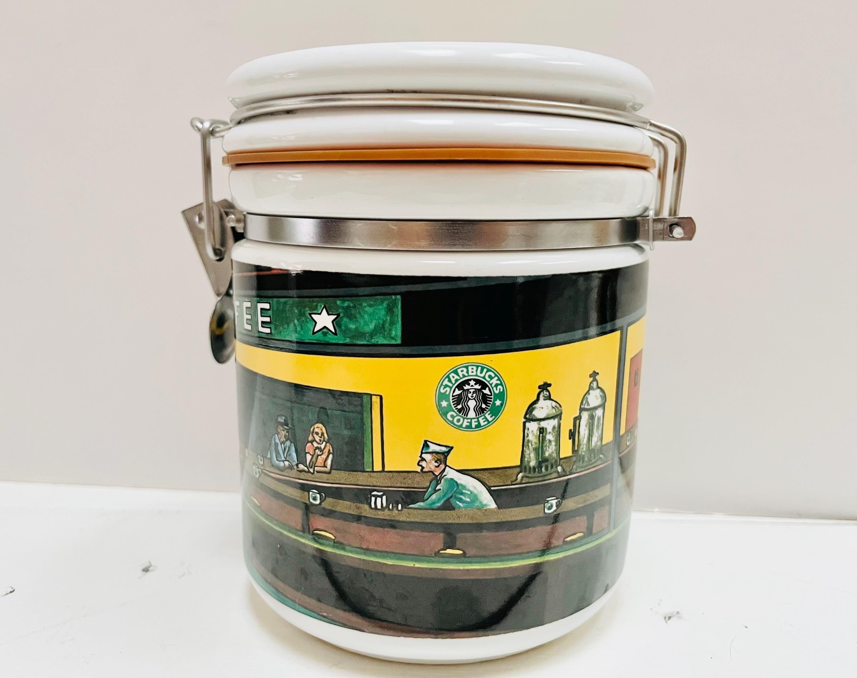 Vintage Starbucks Ceramic Canister: Diner Scene Coffee Bean
