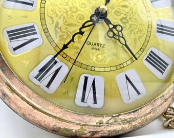 Vintage Landex Pocket Watch Style Wall Clock Japan Quartz Metal